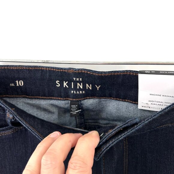 NWT WHBM THE MID-RISE SKINNY FLARE BLUE DARK WASH DENIM JEANS - 10!! - Picture 4 of 7